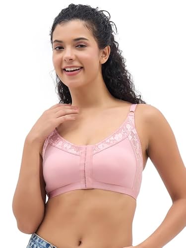 Clovia Women’s Pink Cotton Solid Full-Figure Bra – Non-Padded, Wire-Free, Full-Cup Support